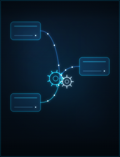 Automações e integrações — fluxos de dados convergindo para um hub central