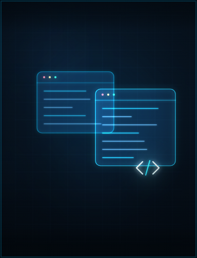 Software sob medida — módulos isométricos sobre malha de blueprint